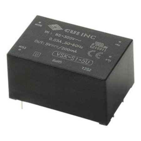 CUI INC AC to DC Power Supply, 85 to 305V AC, 5V DC, 1W, 0.2A, PCB VSK-S1-5U